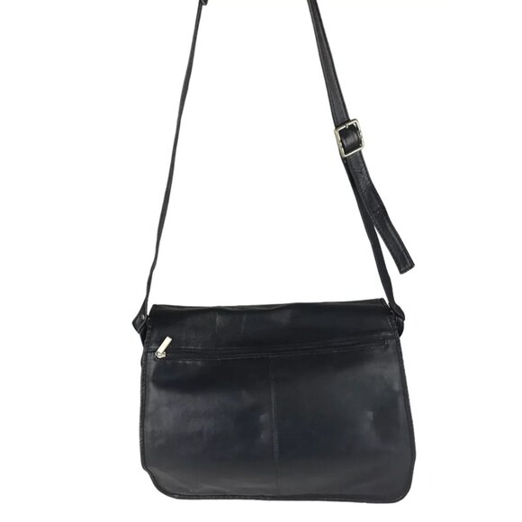Wilsons Leather Unisex Black Inner Dividers Snap Crossbody Strap Messenger‎ Bag - Picture 2 of 10